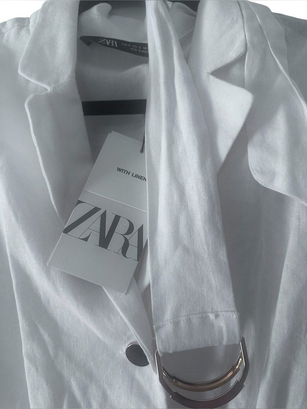 Zara White Button-Front Belted Poplin Maxi Dress - Picture 8 of 10